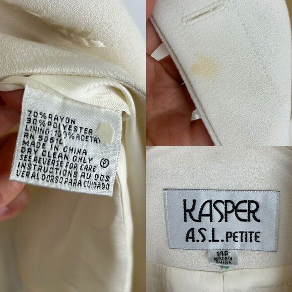Vintage Kasper White Blazer with Floral Embroidery - Picture 8 of 8